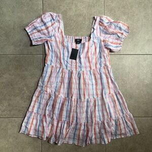 City Chic CCX Pia Tiered Plaid Mini Summer Dress in Pastel Check M/18 NWT